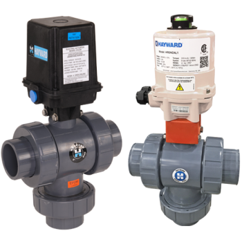 Automated three-way pool valve